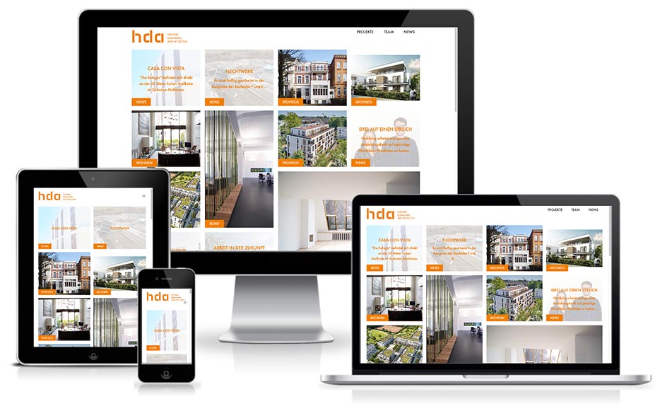 Website - hda Henrik Diemann Architekten Quartiersentwicklungen, Wohnungsbauten, und Bürogebäude