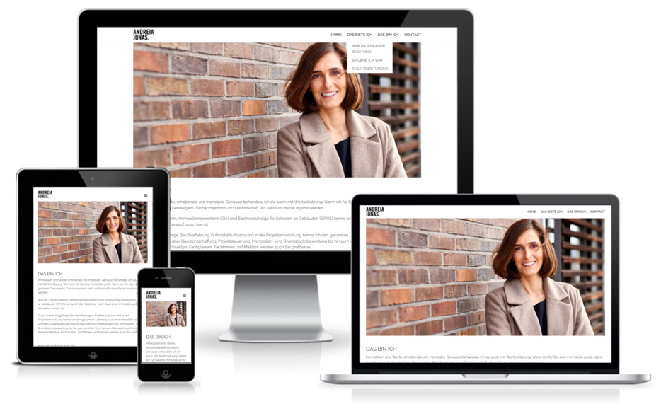 WordPress Webdesign - Andreia Jonas Immobilien Kauf Beratung