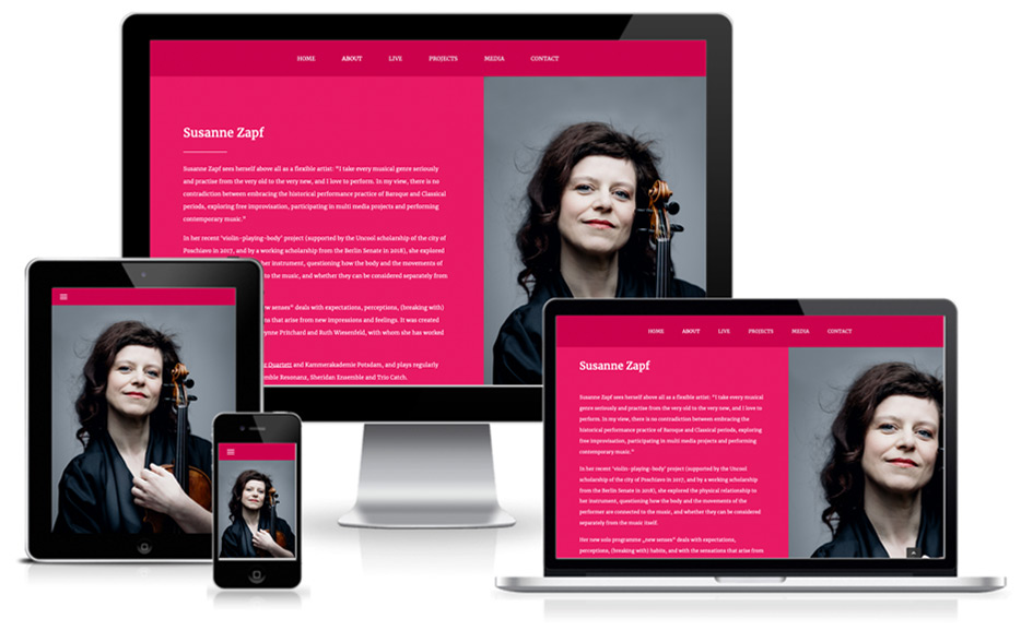 Website Susanne Zapf - Violinistin Musikerin Berlin